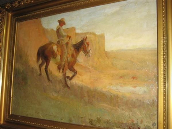 Horse And Rider In A Canyon Oil Painting by Gray Phineas Bartlett