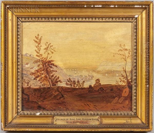 Village Of Sing Sing, Hudson River Oil Painting by William H. Bartlett