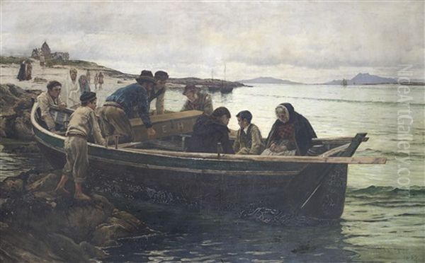 The Last Brief Voyage: A Connemara Funeral (the Emigrant's Departure) Oil Painting by William H. Bartlett