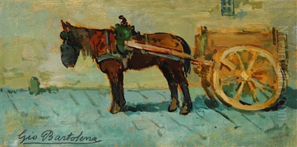 Cavallo Con Carretto Oil Painting by Giovanni Bartolena
