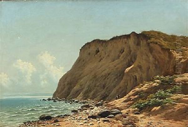 Coastal Scene With Cliffs, Presumably At Mons Klint, Denmark Oil Painting by Carl Frederik Bartsch