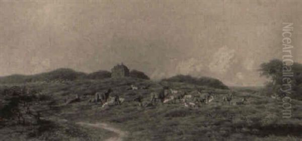 Dyrevildt Pa Eremitagesletten Oil Painting by Carl Frederik Bartsch