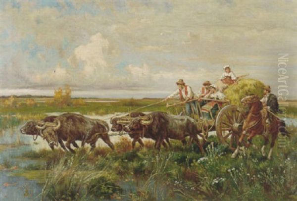 Returning From The Day's Labors Oil Painting by Pietro Barucci