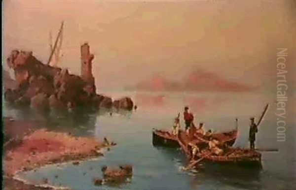 Fishing Off Capri Oil Painting by Pietro Barucci