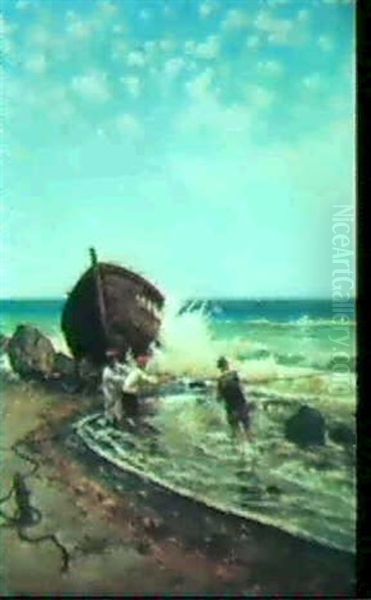 Pulling In The Catch Oil Painting by Pietro Barucci