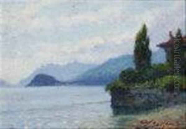 Punta Di Bellagio (menaggio) Oil Painting by Licinio Barzanti