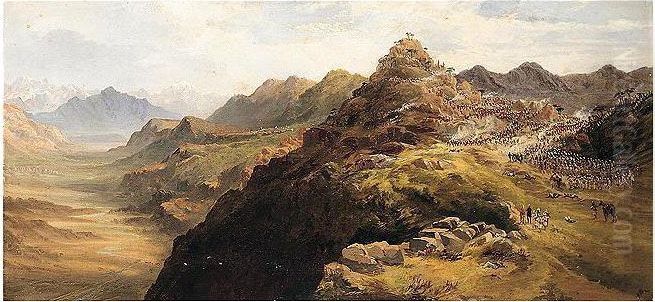 The Umbeyla Campaign; Bhutan Campaign Oil Painting by John Miller