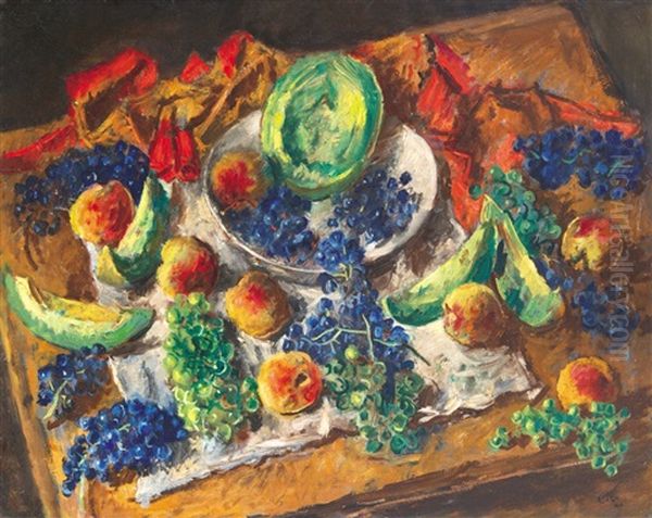 Still Life With Grapes Oil Painting by Andor Basch