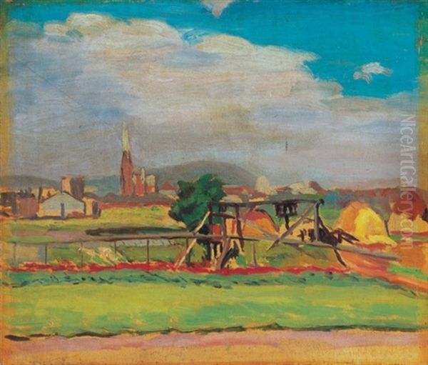 Landscape With Small Bridge Oil Painting by Andor Basch