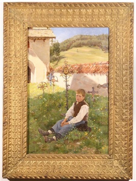 Young Boy Mourning Oil Painting by Gyula Basch