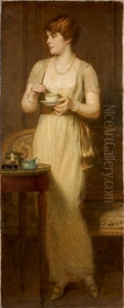 Portrait De Madame Lucien Graux, Nee Leontine De Flavigny Oil Painting by Marcel Baschet