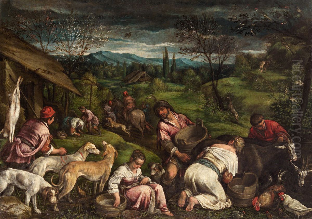 Fruhling (vertreibung Aus Dem Paradies) Oil Painting by Francesco Bassano the Younger
