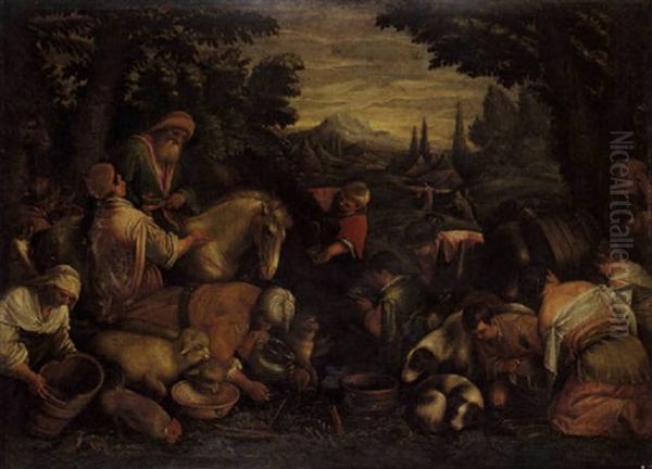 Les Israelites Recevant L'eau Miraculeuse Oil Painting by Francesco Bassano the Younger