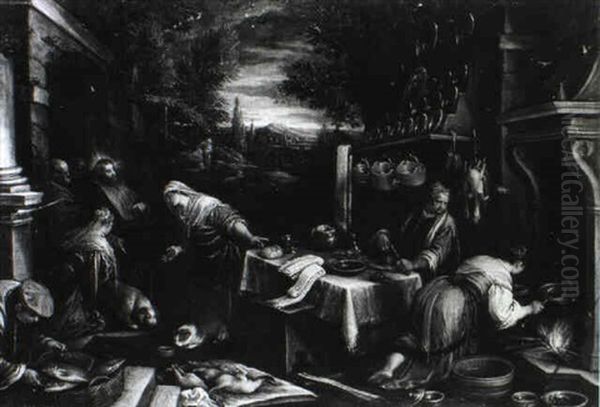 Cristo Incontra Marta E Maria Oil Painting by Francesco Bassano the Younger