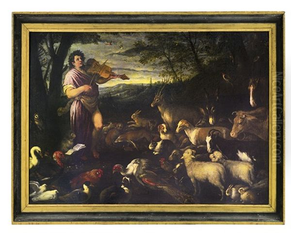 Orfeo Incanta Gli Animali Con La Musica Oil Painting by Francesco, II Bassano