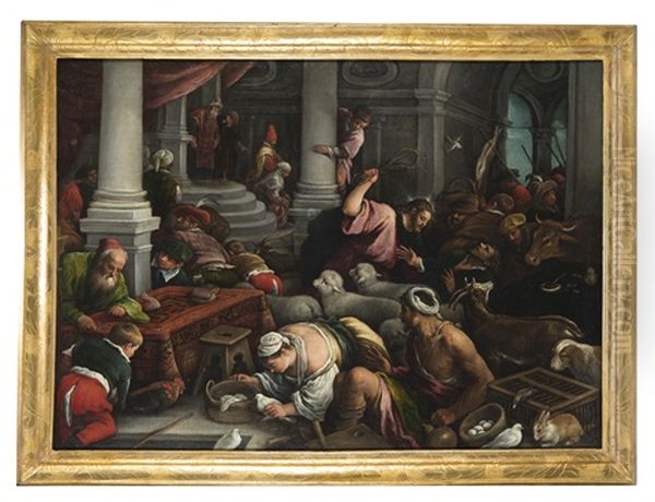 Cristo Scaccia I Mercanti Dal Tempio Oil Painting by Francesco, II Bassano