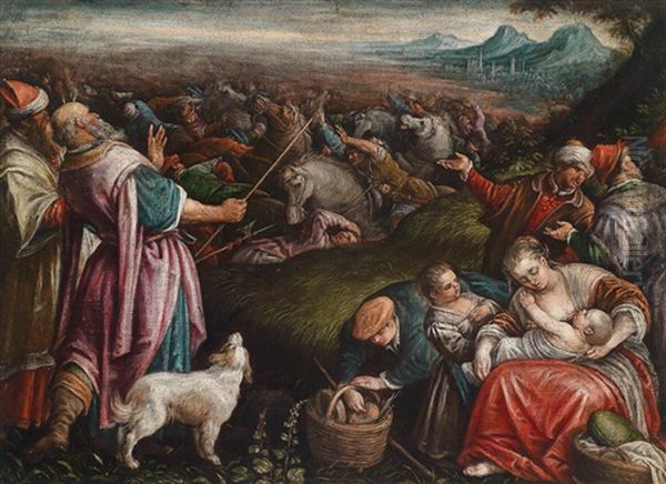 Die Israeliten Das Rote Meer Durchquerend Oil Painting by Gerolamo da Ponte Bassano