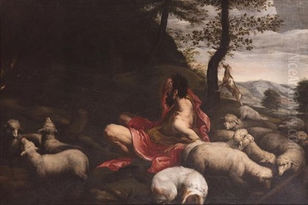 Moses And The Burning Bush Oil Painting by Jacopo Bassano (Jacopo da Ponte)