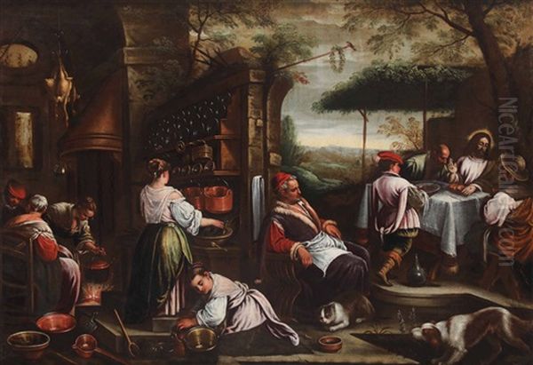 Cena Di Emmaus Oil Painting by Jacopo Bassano (Jacopo da Ponte)