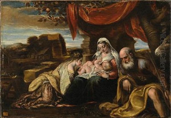 The Mystical Marriage Of Saint Catherine Oil Painting by Jacopo Bassano (Jacopo da Ponte)