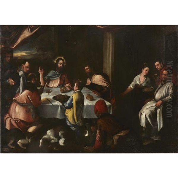 The Supper At Emmaus Oil Painting by Jacopo Bassano (Jacopo da Ponte)