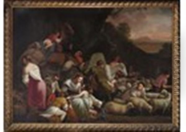 Jacob's Return To The Land Of Canaan Oil Painting by Jacopo Bassano (Jacopo da Ponte)
