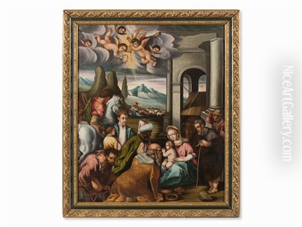 Adoration Of The Magi Oil Painting by Jacopo Bassano (Jacopo da Ponte)