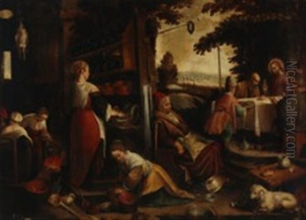 The Supper At Emmaus Oil Painting by Jacopo Bassano (Jacopo da Ponte)