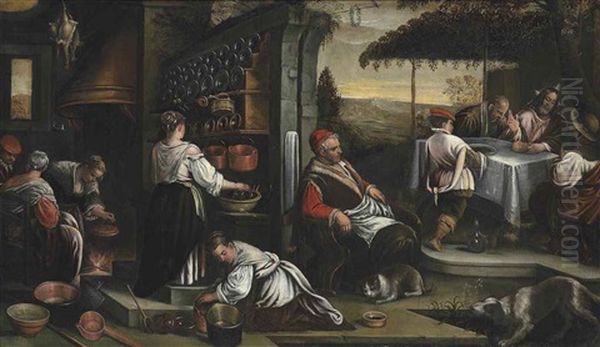 The Supper At Emmaus Oil Painting by Jacopo Bassano (Jacopo da Ponte)