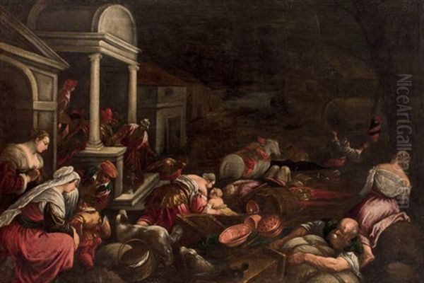 Expulsion De Los Mercaderes Oil Painting by Jacopo Bassano (Jacopo da Ponte)