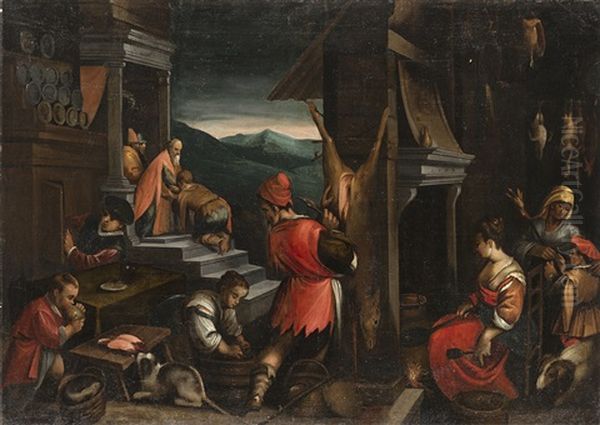 Il Ritorno Del Figliol Prodigo Oil Painting by Jacopo Bassano (Jacopo da Ponte)
