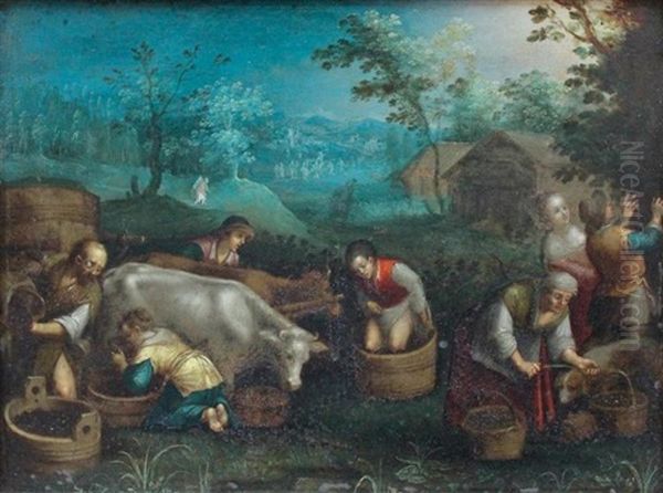 Autumn From The Four Seasons Oil Painting by Jacopo Bassano (Jacopo da Ponte)