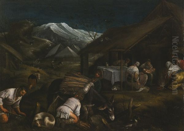 The Nativity Oil Painting by Jacopo Bassano (Jacopo da Ponte)