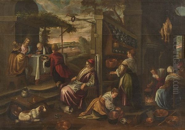 Cena Di Emmaus Oil Painting by Jacopo Bassano (Jacopo da Ponte)