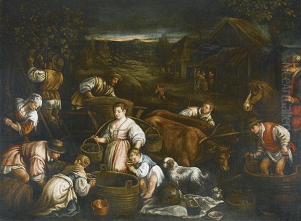 The Four Seasons: Autumn Oil Painting by Jacopo Bassano (Jacopo da Ponte)