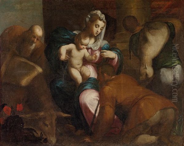 The Adoration Of The Shepherds Oil Painting by Jacopo Bassano (Jacopo da Ponte)