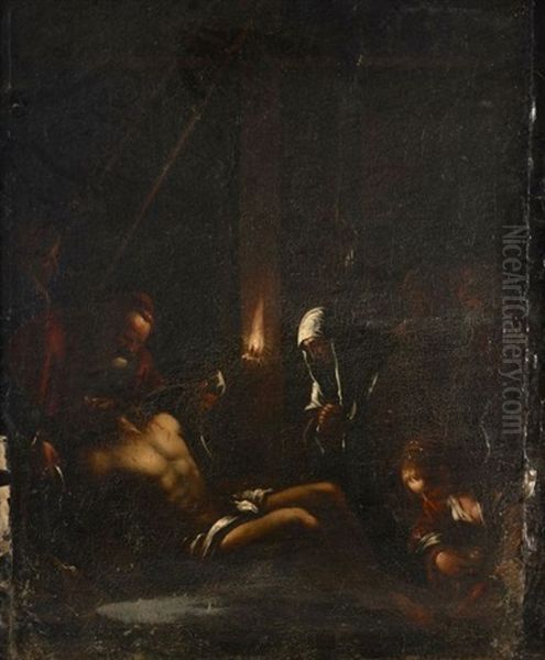 La Deploration Sur Le Christ Mort Oil Painting by Jacopo Bassano (Jacopo da Ponte)