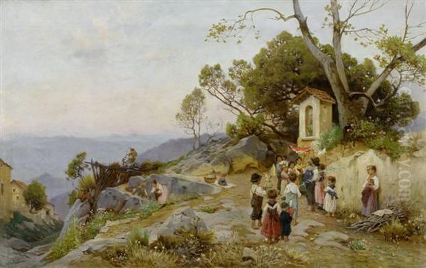 Near Olevano Romano Oil Painting by Franz Theodor Aerni