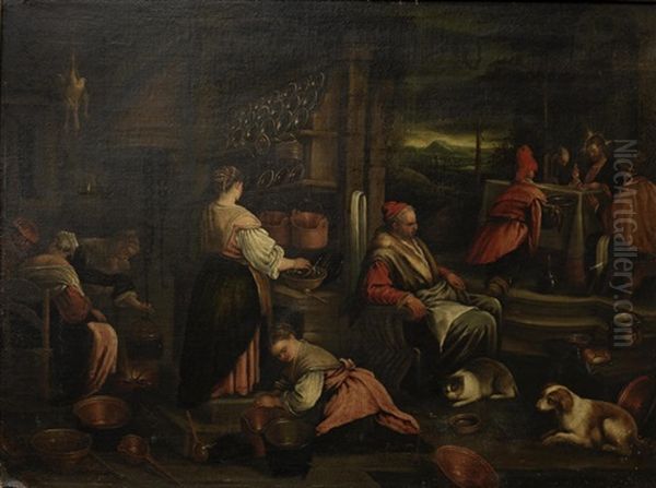 The Supper At Emmaus Oil Painting by Jacopo Bassano (Jacopo da Ponte)