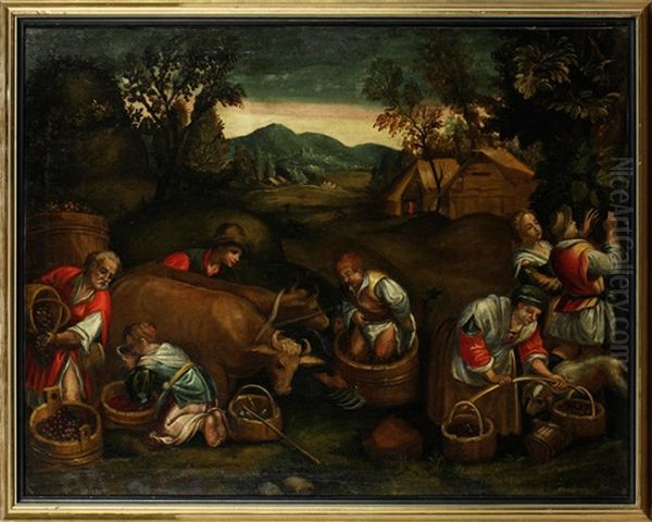 Autumn; And Summer, A Pair (2) Oil Painting by Jacopo Bassano (Jacopo da Ponte)