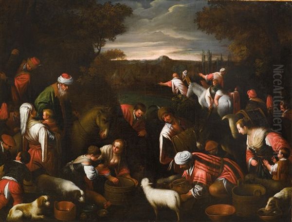Moses Schlagt Wasser Aus Dem Felsen Oil Painting by Jacopo Bassano (Jacopo da Ponte)