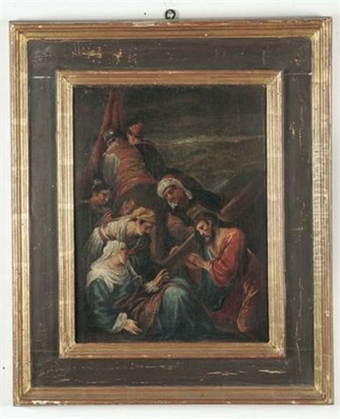 Cristo Salita Al Calvario Oil Painting by Jacopo Bassano (Jacopo da Ponte)