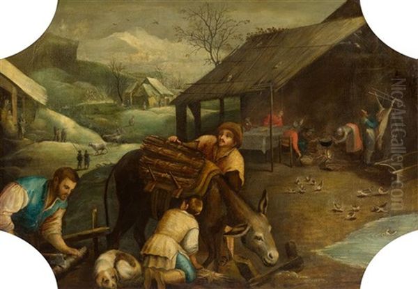 Landschaft Mit Figuren Oil Painting by Jacopo Bassano (Jacopo da Ponte)