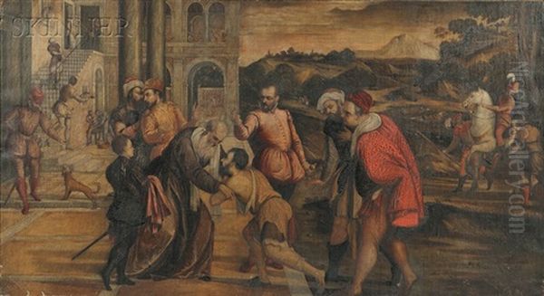 Return Of The Prodigal Son Oil Painting by Jacopo Bassano (Jacopo da Ponte)