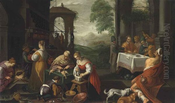 The Rich Man And Lazarus Oil Painting by Jacopo Bassano (Jacopo da Ponte)