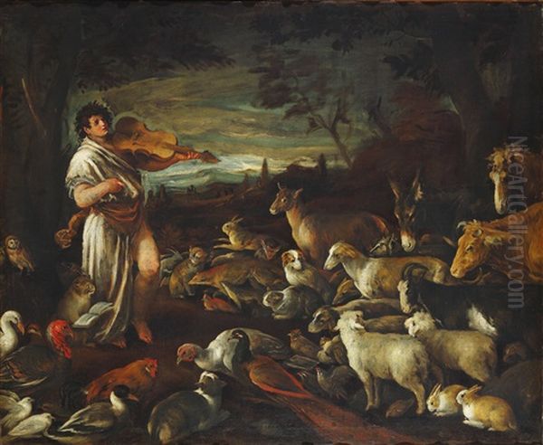 Orpheus Spielt Vor Den Tieren Oil Painting by Jacopo Bassano (Jacopo da Ponte)