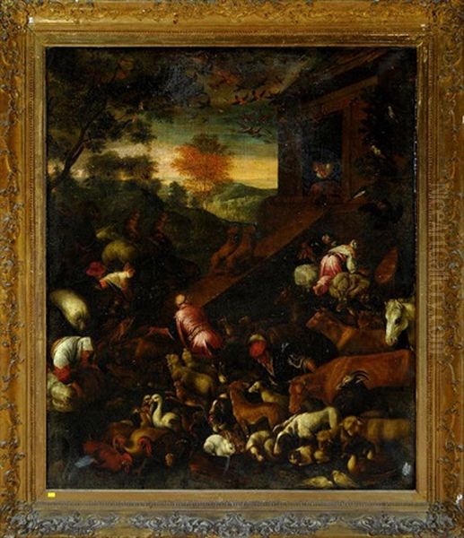 Noah's Ark, The Entry Of The Animals Oil Painting by Jacopo Bassano (Jacopo da Ponte)