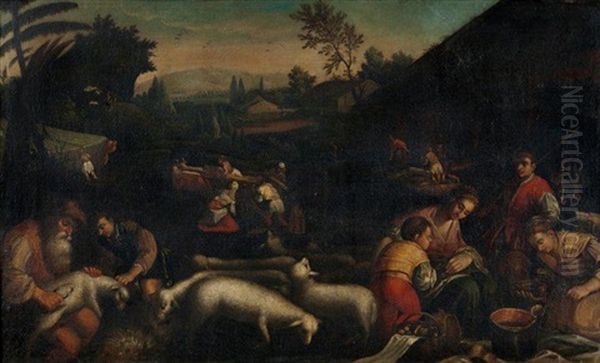 L'ete Oil Painting by Jacopo Bassano (Jacopo da Ponte)