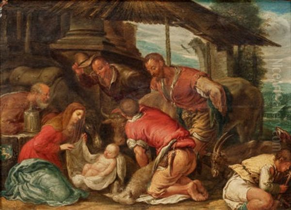 The Adoration Of The Shepherds Oil Painting by Jacopo Bassano (Jacopo da Ponte)