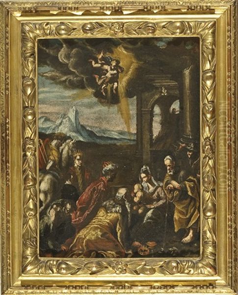 Adorazione Dei Magi Oil Painting by Jacopo Bassano (Jacopo da Ponte)